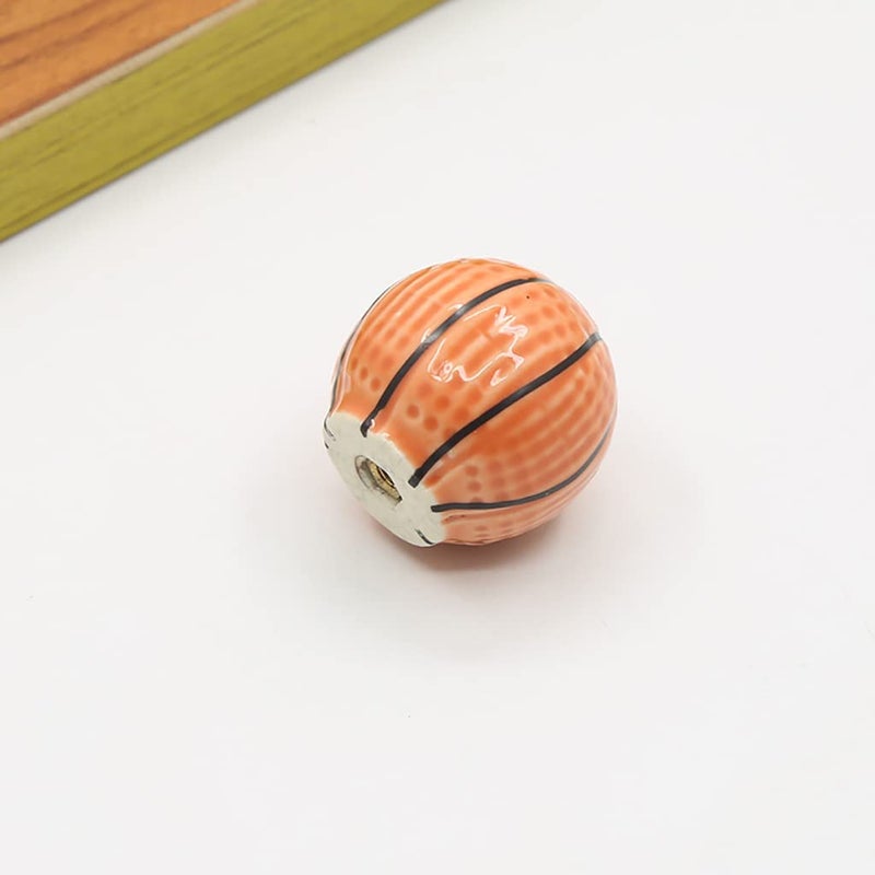 ESreake Heavy Ceramic Basketball knobs Ball Knobs, 12 Pcs Ball Sports Party Theme Children and Baby Home Decor Drawer Knob Pull Handle for Dresser Cupboard Wardrobe Cabinet Kitchen (12, Basketball-o) - Image 4
